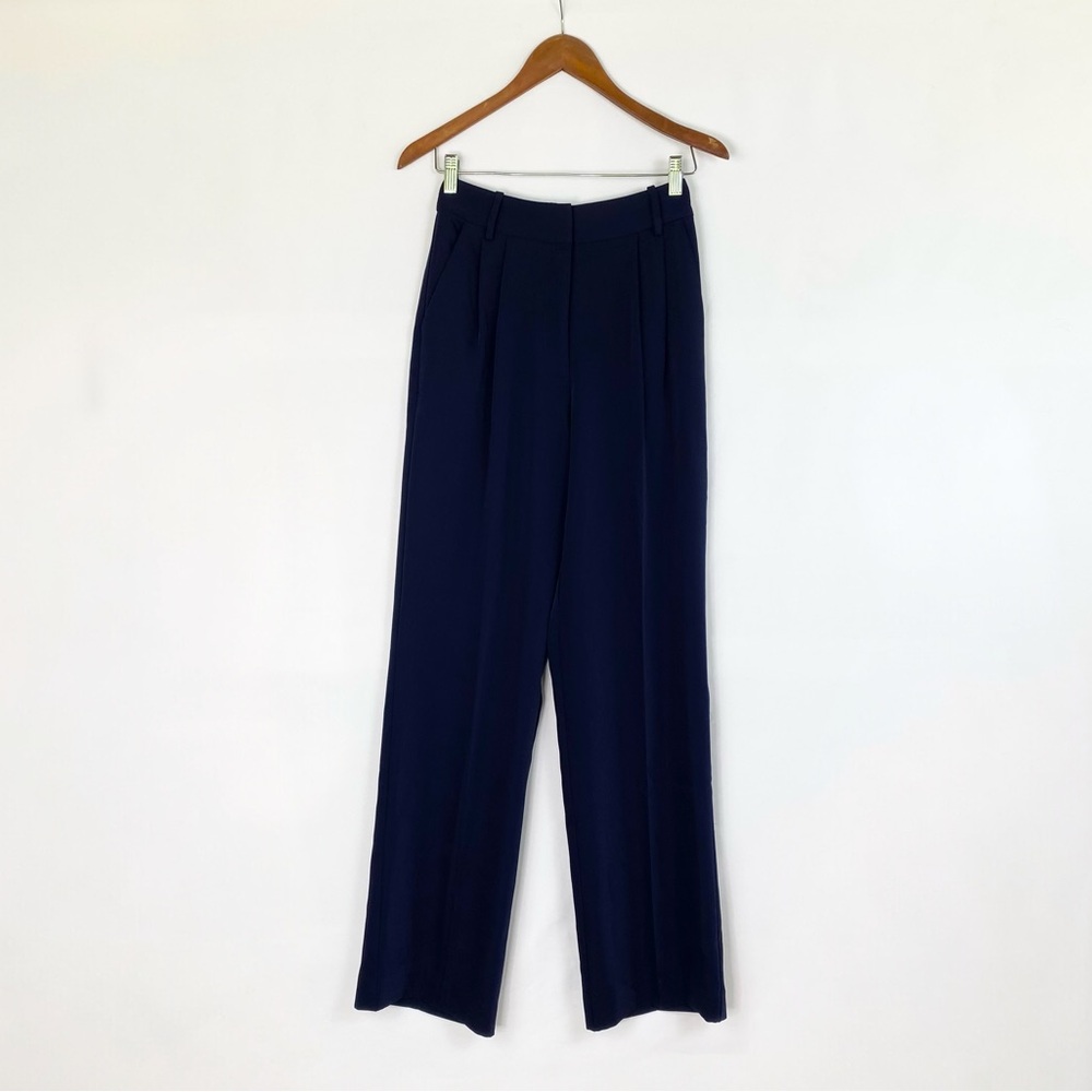 LOVERS + FRIENDS x Rachel Colette Pants‎ in Navy Blue Shine Wide Leg High Rise